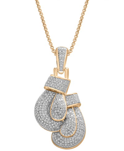 Macy's Men's Diamond Boxing Gloves 22" Pendant Necklace (1/2 Ct. T.w.) In 14k Gold-plated Sterling Silver In Gold Over Silver