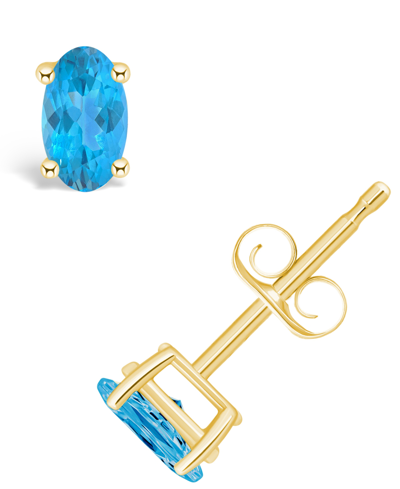 Macy's Blue Topaz (1/2 Ct. T.w.) Stud Earrings In 14k White Gold Or 14k Gold