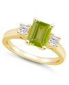 Macy's Peridot And Diamond Ring (1-3/4 Ct.t.w And 1/4 Ct.t.w) 14k Yellow Gold In Peridot