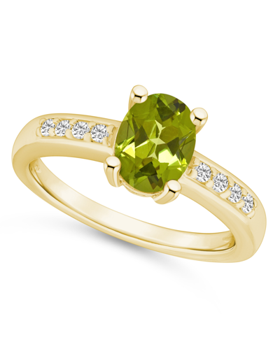 Macy's Peridot And Diamond Ring (1-1/3 Ct.t.w And 1/8 Ct.t.w) 14k Yellow Gold