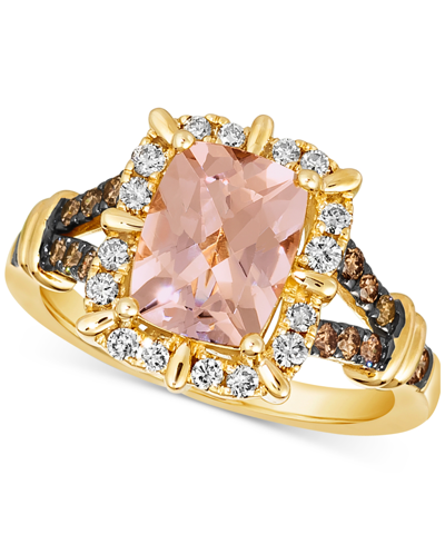 Le Vian Peach Morganite (1-1/2 Ct. T.w.) & Diamond (1/2 Ct. T.w.) Halo Ring In 14k Gold