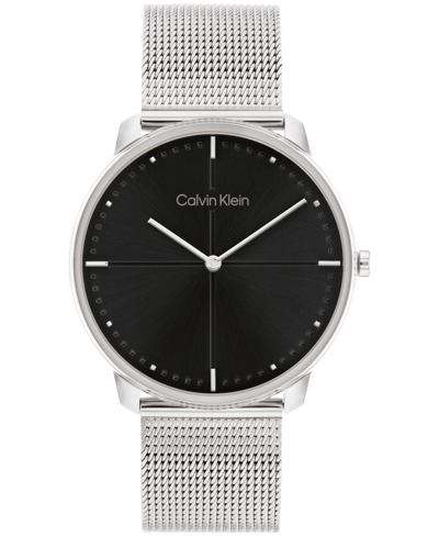 Calvin Klein Unisex Silver-tone Stainless Steel Mesh Bracelet Watch 40mm Women's Shoes