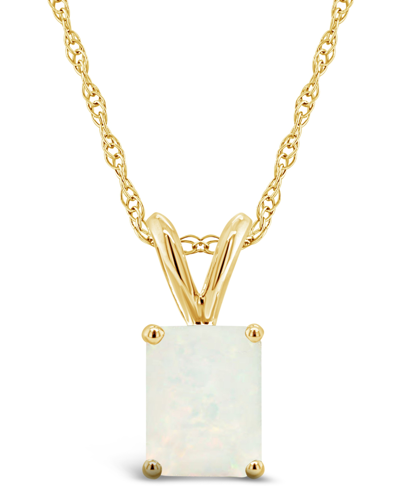 Macy's Opal (3/4 Ct.t.w ) Pendant Necklace In 14k White Gold Or 14k Yellow Gold