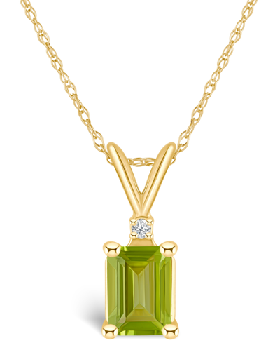 Macy's Peridot (1-1/10 Ct. T.w.) And Diamond Accent Pendant Necklace In 14k Yellow Gold Or 14k White Gold