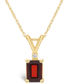Macy's Garnet (1-1/4 Ct. T.w.) And Diamond Accent Pendant Necklace In 14k Yellow Gold Or 14k White Gold In Gold