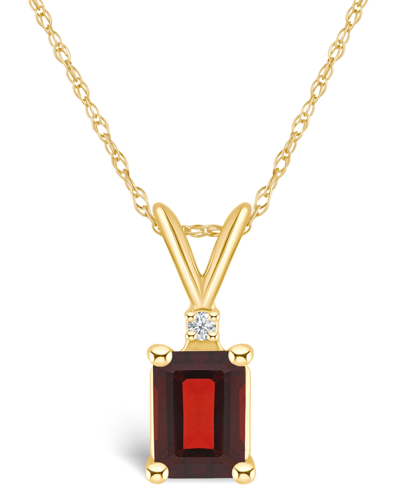 MACY'S GARNET (1-1/4 CT. T.W.) AND DIAMOND ACCENT PENDANT NECKLACE IN 14K YELLOW GOLD OR 14K WHITE GOLD