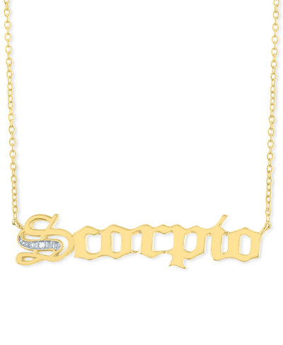 Macy's Diamond Accent Zodiac Name 18" Pendant Necklace In Sterling Silver Or 14k Gold-plated Sterling Silve In Scorpio Gold-plated Sterling Silver