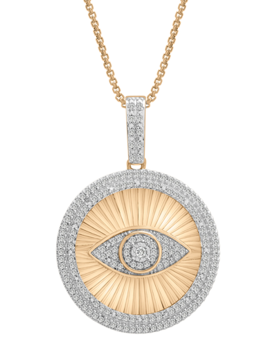 Macy's Men's Diamond Evil Eye 22" Pendant Necklace (1/2 Ct. T.w.) In 14k Gold-plated Sterling Silver In Gold Over Silver