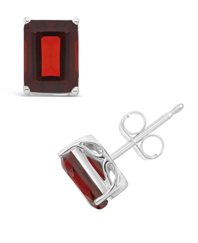 Macy's Garnet (3-7/8 Ct. T.w.) Stud Earrings In 14k White Gold