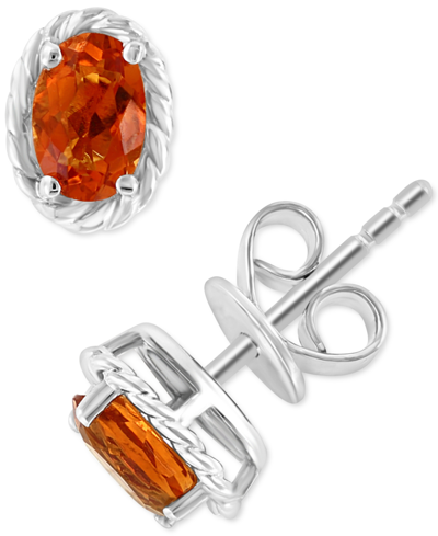 Effy Collection Effy Citrine Oval Rope-framed Stud Earrings (3/4 Ct. T.w.) In Sterling Silver In Orange