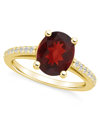 Macy's Garnet (3-1/10 Ct. T.w.) And Diamond (1/4 Ct. T.w.) Ring In 14k Yellow Gold In Garnet