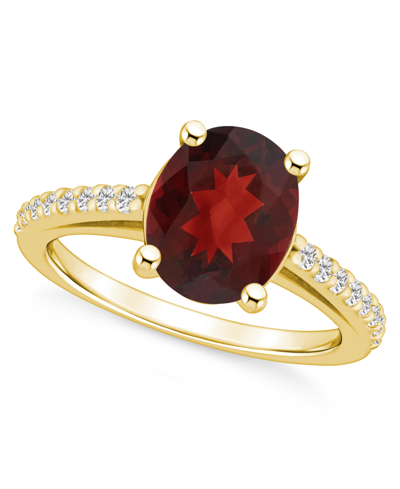 Macy's Garnet (3-1/10 Ct. T.w.) And Diamond (1/4 Ct. T.w.) Ring In 14k Yellow Gold
