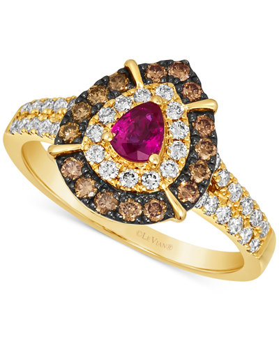 Le Vian Passion Ruby (1/4 Ct. T.w.) & Diamond (3/4 Ct. T.w.) Halo Ring In 14k Gold