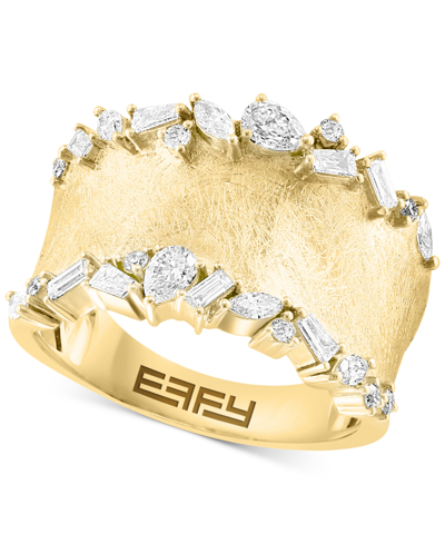 Effy Collection Effy Diamond Multi-cut Textured Statement Ring (5/8 Ct. T.w.) In 14k Gold In Yellow Gold
