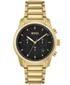 HUGO BOSS BOSS MEN'S TRACE IONIC THIN GOLD-TONE 1 STEEL BRACELET WATCH, 44MM