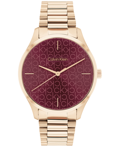 Calvin Klein Women's Carnation Gold-tone Stainless Steel Bracelet Watch 35mm Women's Shoes