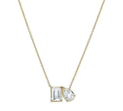 Zoe Lev White Topaz Toi Et Moi Pendant Necklace (3-1/2 Ct. T.w.) In 14k Gold, 16" + 2" Extender In White/gold