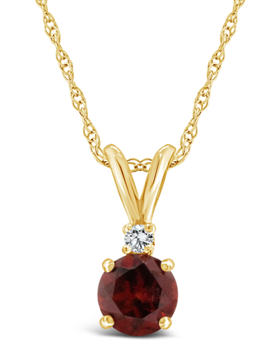 Macy's Garnet (5/8 Ct. T.w.) And Diamond Accent Pendant Necklace In 14k Yellow Gold Or 14k White Gold