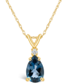 Macy's London Blue Topaz (1 Ct. T.w.) And Diamond Accent Pendant Necklace In 14k Yellow Gold Or 14k White G In Gold