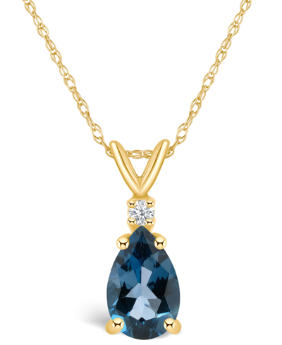 Macy's London Blue Topaz (1 Ct. T.w.) And Diamond Accent Pendant Necklace In 14k Yellow Gold Or 14k White G