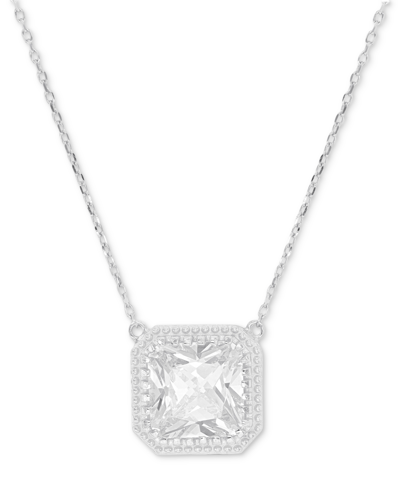 Macy's Cubic Zirconia Cushion Pendant Necklace, 18" + 2" Extender (also In Nano Morganite) In White