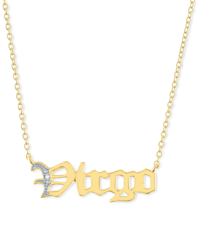 Macy's Diamond Accent Zodiac Name 18" Pendant Necklace In Sterling Silver Or 14k Gold-plated Sterling Silve In Virgo Gold-plated Sterling Silver
