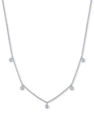 Macy's Diamond Accent Dangle Necklace In Sterling Silver Or 14k Gold-plated Sterling Silver, 16" + 2" Exten