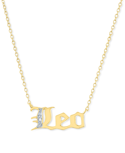 Macy's Diamond Accent Zodiac Name 18" Pendant Necklace In Sterling Silver Or 14k Gold-plated Sterling Silve In Leo Gold-plated Sterling Silver