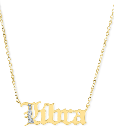 Macy's Diamond Accent Zodiac Name 18" Pendant Necklace In Sterling Silver Or 14k Gold-plated Sterling Silve In Libra Gold-plated Sterling Silver