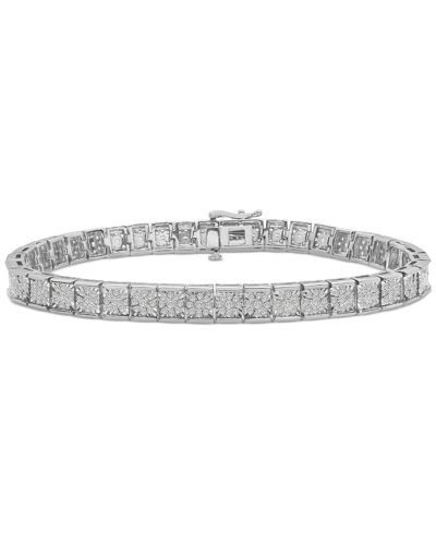 Macy's Men's Diamond Miracle Plate Tennis Bracelet (2 Ct. T.w.) In Sterling Silver