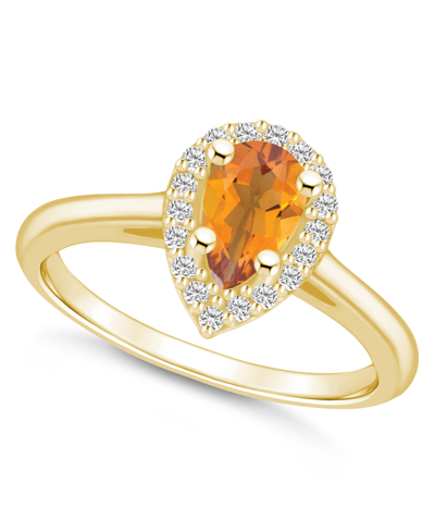 Macy's Citrine (7/8 Ct. T.w.) And Diamond (1/5 Ct. T.w.) Halo Ring In 14k Yellow Gold