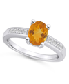 Macy's Citrine And Diamond Ring (1- 1/5 Ct.t.w And 1/8 Ct.t.w) 14k White Gold In Citrine