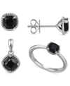 Macy's Truffle Sapphire (2-1/2 Ct. T.w.) Earrings, Ring & Necklace Box Set In Sterling Silver In Sapphire