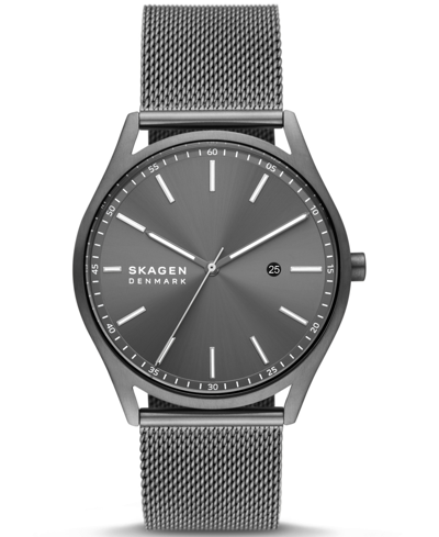 Skagen Men's Holst Charcoal 50% Recycled Stainless Steel Mesh Watch 42mm