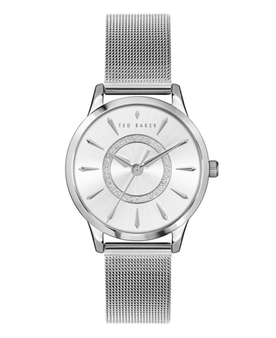 Ted Baker Women's Fitzrovia Charm Silver-tone Mesh Bracelet Watch 34mm