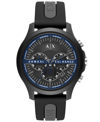 AX ARMANI EXCHANGE MEN'S CHRONOGRAPH BLACK AND GRAY SILICONE STRAP WATCH, 46MM