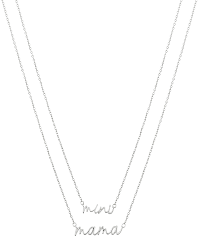Unwritten "mama" And "mini" Script Necklace Set With Extender In Silver