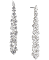 Eliot Danori Silver-tone Cubic Zirconia Cluster Linear Drop Earrings, Created For Macy's In Silver