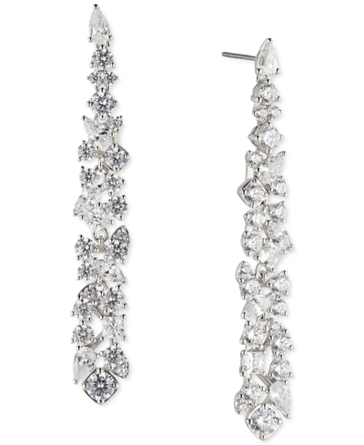 Eliot Danori Silver-tone Cubic Zirconia Cluster Linear Drop Earrings, Created For Macy's