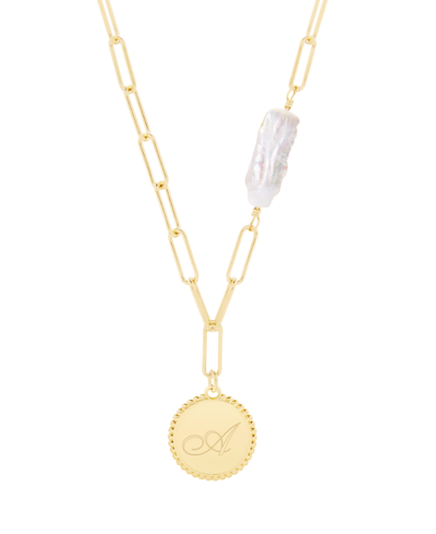 Brook & York Biwa Imitation Imitation Pearl Micaela Initial Pendant In Gold-plated-a