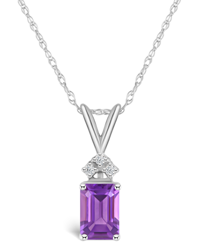 Macy's Amethyst (1 Ct. T.w.) And Diamond Accent Pendant Necklace In 14k Yellow Gold Or 14k White Gold