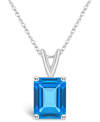 Macy's Blue Topaz (1-1/3 Ct. T.w.) And Diamond Accent Pendant Necklace In 14k Yellow Gold Or 14k White Gold In White Gold
