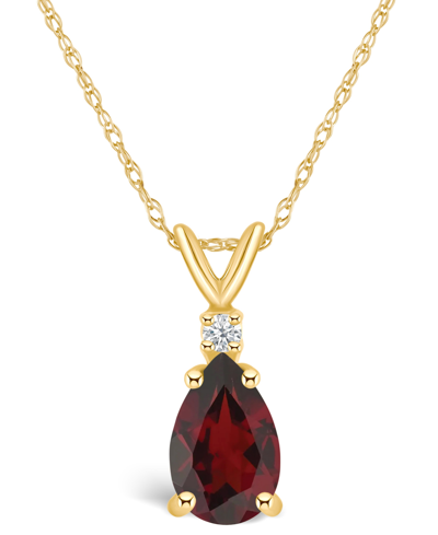 Macy's Garnet (1-1/5 Ct. T.w.) And Diamond Accent Pendant Necklace In 14k Yellow Gold Or 14k White Gold