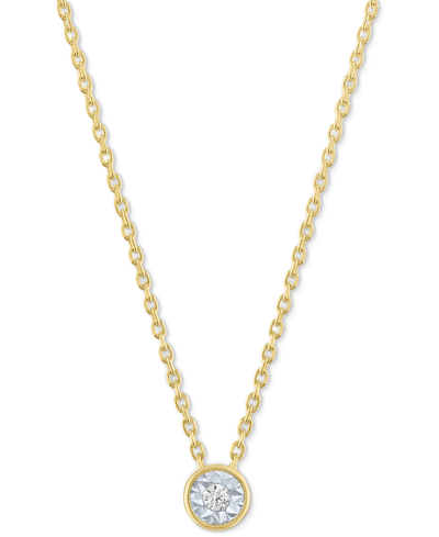 Macy's Diamond Accent Pendant Necklace In 14k Gold-plated Sterling Silver, 16" + 2" Extender