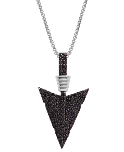 Macy's Men's Black Diamond Arrow 22" Pendant Necklace (1/2 Ct. T.w.) In Sterling Silver