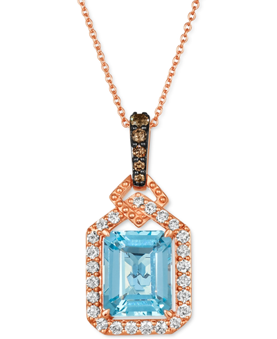 Le Vian Blue Topaz (3-1/2 Ct. T.w.) & Diamond (1/2 Ct. T.w.) Adjustable 20" Pendant Necklace In 14k Rose Gol In K Strawberry Gold Pendant