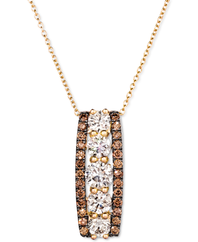 Le Vian Chocolate Diamond (1/2 Ct. T.w.) & Nude Diamond (1-1/2 Ct. T.w.) Vertical Bar 18" Pendant Necklace I In Yellow Gold