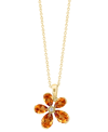 EFFY COLLECTION EFFY CITRINE (2-1/5 CT. T.W.) & DIAMOND ACCENT FLOWER 18" PENDANT NECKLACE IN 14K GOLD