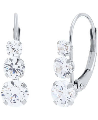 Macy's White Cubic Zirconia Graduated Drop Earrings In 14k Gold (also In Blue Cubic Zirconia)