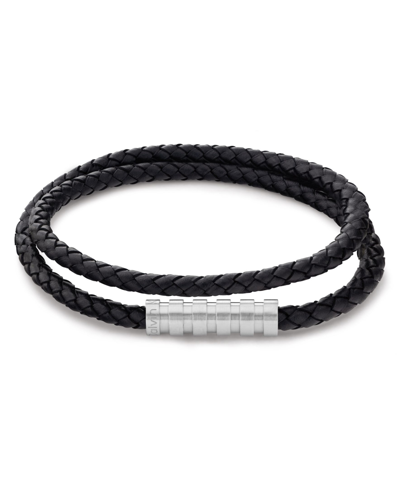 Calvin Klein Men's Tan Leather Bracelet In Black